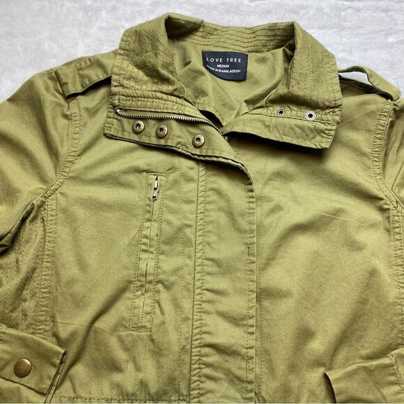 Love Tree Green Military Style Jacket Size Medium - Picture 9 of 14